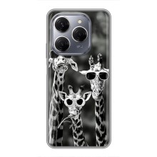 Силіконовий чохол з КАРТИНКАМИ літо для TECNO Spark 20 Pro (AlphaPrint) (Жирафи в окулярах)
