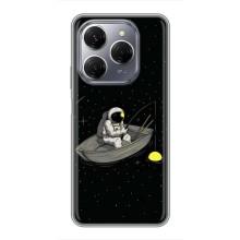 Силиконовый Чехол с принтом "Космонавты" на TECNO Spark 20 Pro – Космонавт на рыбалке