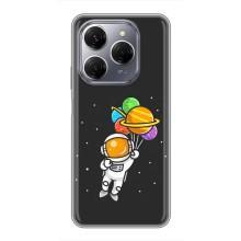Силиконовый Чехол с принтом "Космонавты" на TECNO Spark 20 Pro – Космонавт с шариками