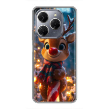 Яркий чехол для TECNO Spark 20 Pro с Зимними Оленятами – Олень в шарфе