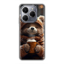 Печатный чехол «Зверята с кофе» для TECNO Spark 20 Pro – Мишка с кофе