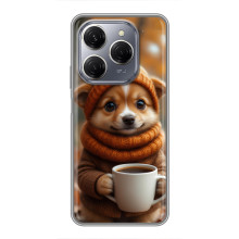 Печатный чехол «Зверята с кофе» для TECNO Spark 20 Pro – Песик с кофе