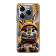 Печатный чехол «Зверята с кофе» для TECNO Spark 20 Pro – Зайчик с кофе