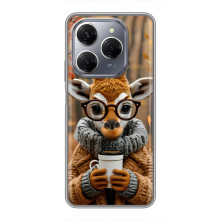 Печатный чехол «Зверята с кофе» для TECNO Spark 20 Pro – Жираф с кофе