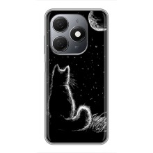 Чехол с принтом для TECNO Spark 20 (AlphaPrint) Модные коты (Котик и луна)