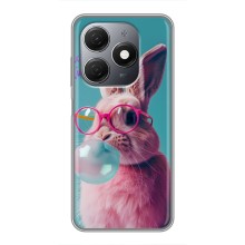 Чехол с принтом стильные животные для Техно Спарк 20 (Кролик в очках)