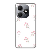 Чехол с розовым рисунком для TECNO Spark 20 (Розовые цветы)
