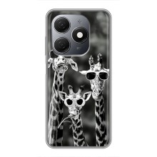 Силиконовый чехол с КАРТИНКАМИ лето для TECNO Spark 20 (AlphaPrint) (Жирафы в очках)