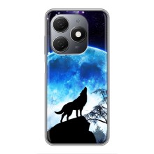 Защитные чехлы для Техно Спарк 20 (AlphaPrint) (ХИТ продаж) ВОЛК (Волк на луну)