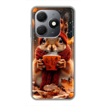 Печатный чехол «Зверята с кофе» для TECNO Spark 20 – Белка с кофе