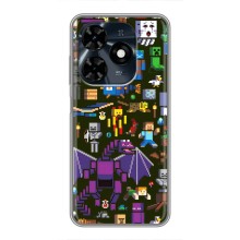Чехол Майнкрафт на TECNO Spark 20c (AlphaPrint) Minecraft (Коллаж Майнкрафт)