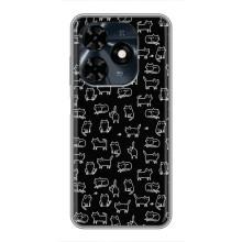 Чохол на тематику: Коти для TECNO Spark 20c – Котики на чорному