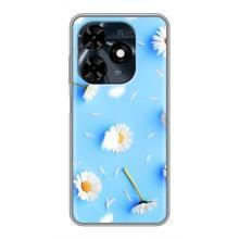 Чохол з Квітами для TECNO Spark 20c (ромашки на блакитному)