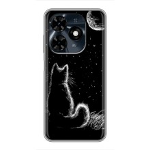 Чехол с принтом для TECNO Spark 20c (AlphaPrint) Модные коты (Котик и луна)
