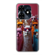 Чехол с принтом стильные животные для Техно Спарк 20с (Ламы в очках)