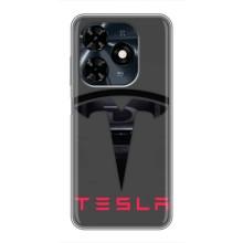 Силиконовый бампер с картинкой машины на TECNO Spark 20c – Logo TESLA