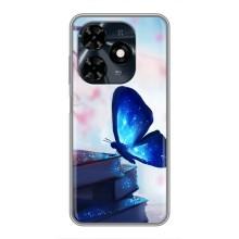 Силиконовый бампер с картинкой животных для TECNO Spark 20c (Бабочка синяя)