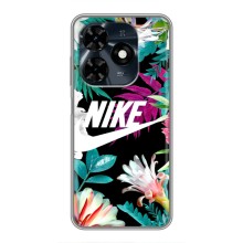 Силиконовый Чехол на TECNO Spark 20c с картинкой Nike (Цветочный Nike)