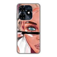 Силиконовый Чехол на TECNO Spark 20c с картинкой Стильных Девушек – Девушка и ресницы