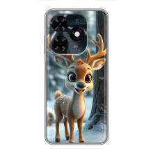 Яркий чехол для TECNO Spark 20c с Зимними Оленятами – Оленёнок в лесу