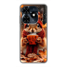 Печатный чехол «Зверята с кофе» для TECNO Spark 20c – Белка с кофе