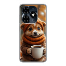 Печатный чехол «Зверята с кофе» для TECNO Spark 20c – Песик с кофе