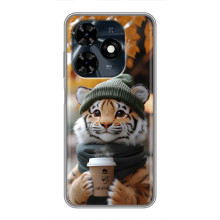 Печатный чехол «Зверята с кофе» для TECNO Spark 20c – Тигр с кофе