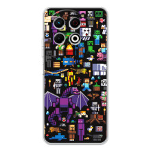 Чехол майнкрафт для TECNO Spark 30 Pro (Все персонажи)