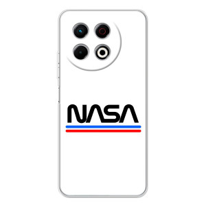 Силиконовый бампер с принтом "Наса" на TECNO Spark 30 Pro – NASA на белом фоне