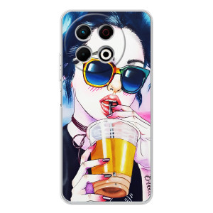 Чехол с картинкой Модные Девчонки TECNO Spark 30 Pro – Девушка с коктейлем