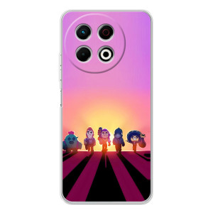 Силиконовый Чехол на TECNO Spark 30 Pro с картинкой Brawl Stars – Персонажи в закате