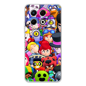 Силиконовый Чехол на TECNO Spark 30 Pro с картинкой Brawl Stars – Персонажи