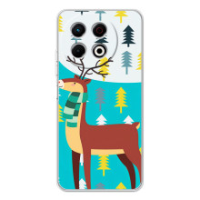 Силиконовый бампер с картинкой животных для TECNO Spark 30 Pro (Олень с шарфом)