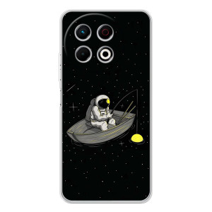 Силиконовый Чехол с принтом "Космонавты" на TECNO Spark 30 Pro – Космонавт на рыбалке