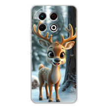 Яркий чехол для TECNO Spark 30 Pro с Зимними Оленятами – Оленёнок в лесу