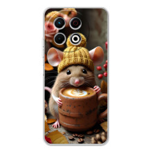 Печатный чехол «Зверята с кофе» для TECNO Spark 30 Pro – Медведь с кофе