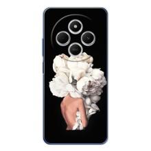 Чехлы (ART) Цветы на Tecno Spark 30 (VPrint) (Белые цветы)