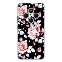 Чехлы с Цветами для Tecno Spark 30 (VPrint) (Цветочки на черном)