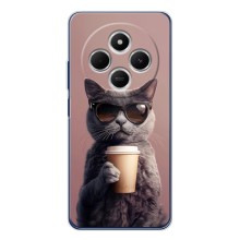 Чехол с принтом стильные животные для Спарк 30 (Кот с кофе)