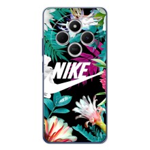 Силиконовый Чехол на Tecno Spark 30 с картинкой Nike (Цветочный Nike)