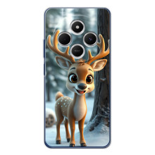 Яркий чехол для Tecno Spark 30C с Зимними Оленятами (Оленёнок в лесу)