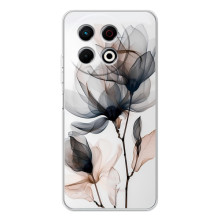 Чохол з квітковим принтом на Спарк 40 Про Плюс – Квіти на білому