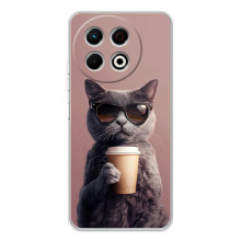 Чехол с принтом стильные животные для Спарк 40 Про Плюс – Кот с кофе
