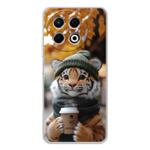 Печатный чехол «Зверята с кофе» для Tecno Spark 40 Pro Plus – Тигр с кофе