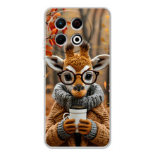 Печатный чехол «Зверята с кофе» для Tecno Spark 40 Pro Plus – Жираф с кофе