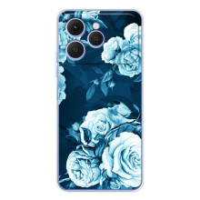 Чехлы (ART) Цветы на Tecno Spark 40 (VPrint) (Голубые Бутоны)