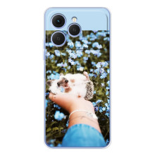 Чехлы с изображением разных животных для Tecno Spark 40 (Ежик на руках)