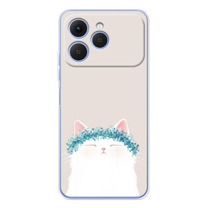 Чехол на тематику: Коты для Tecno Spark 40 – Белый котик