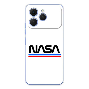 Силиконовый бампер с принтом "Наса" на Tecno Spark 40 – NASA на белом фоне