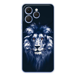 Чехол с картинкой на Tecno Spark 40 – Лев - синий